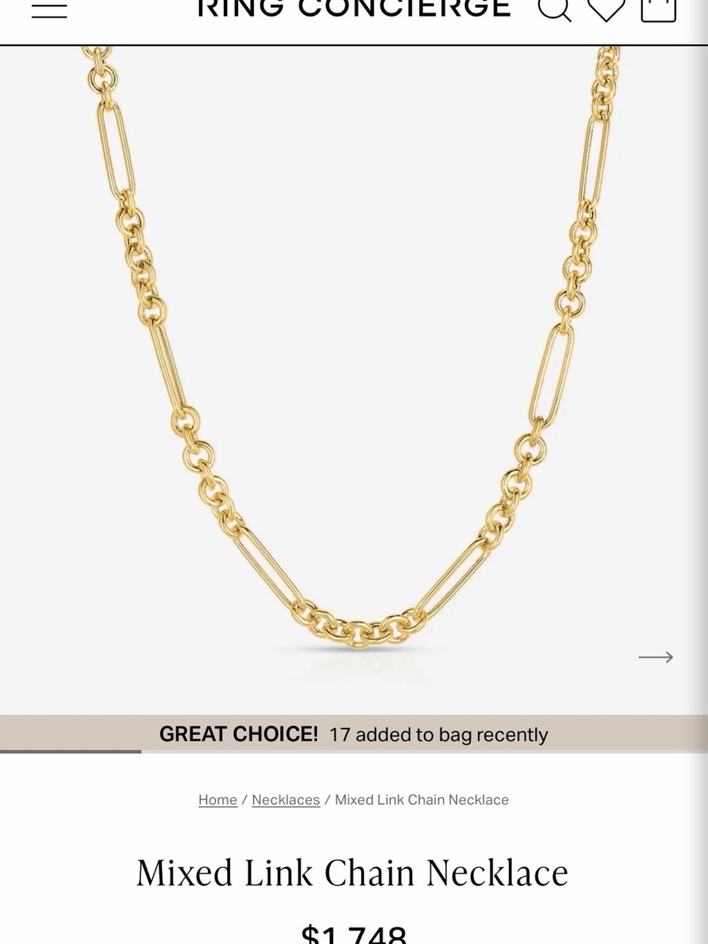 Ring Concierge Mixed Link Chain Necklace